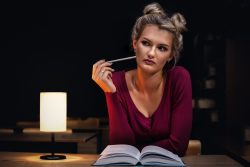 woman preparing for test