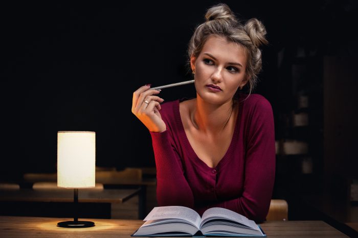 woman preparing for test